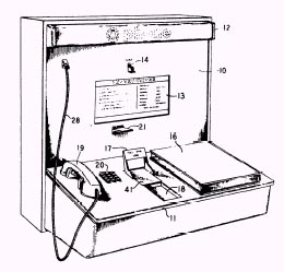 Schematic diagram of a coin operated telephone cubicle.